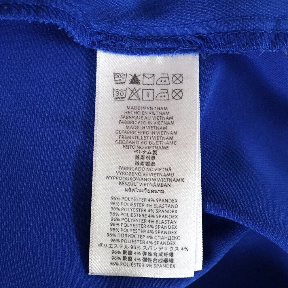 Michael Kors Blouse Shirt Womens 10‎ Blue Pleated Back Short Sleeves Lightweight